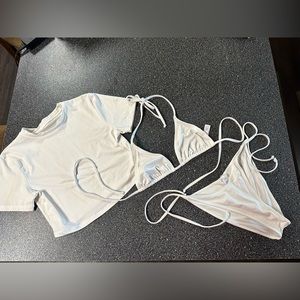 Skims Swim Bikini Shirt Set in Marble